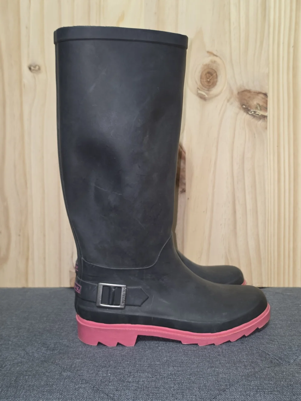 BearPaw Black Rain Boots with Pink Outsole - Women's Waterproof Tall Boots